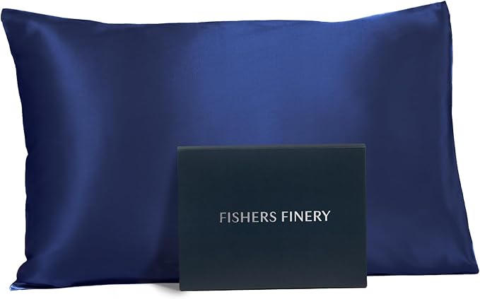 Fishers Finery 25mm 100% Pure Mulberry Silk Pillowcase (Navy King)