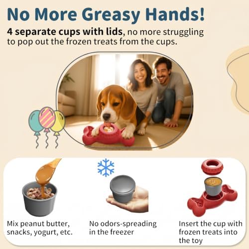 Enrichment Frozen Dog Treat Dispensing Interactive Chew Toy, Red