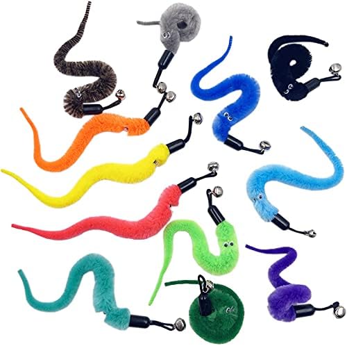 Cat Toy Worm Refills, 12 Pieces Interactive Cat Wand Attachments Worms Toy for Indoor Cats