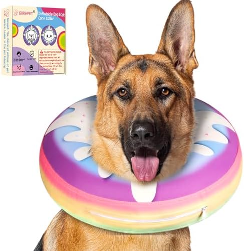 Inflatable Dog Cone Collar Alternative After Surgery, Donut Soft Neck Cone for Golden & German Shepherd Extra Large Dogs, etc, Protective Comfortable E Collar Recovery Cone Not Block Vision