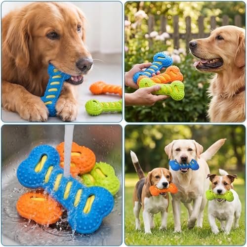Shudyear Dog Chew Bone Toy, Interactive Chew Toy for Dental Fun, Dog Squeaky Toys for Aggressive Chewers,Small,Medium, Large Dogs