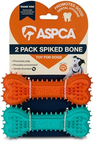 ASPCA 2-Pack Spiky TPR Puppy Teether Bones – Vanilla-Scented Teething Toys for Gum Relief, Gentle Chewing & Interactive Play