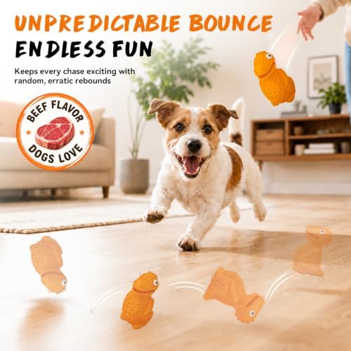 Stuffable Dog Toys for Chewer, Natural Rubber Treat Dispensing Dog Toys, Dog Chew Toy for Medium Dogs, Interactive Puzzle Dog Toy, Tough Dinosaur Treat-Filling, Teething Cleaning, Fetch & Training
