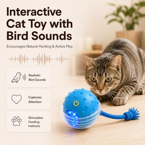 Interactive Rolling Cat Ball, Motion Activated Automatic Cat Toy