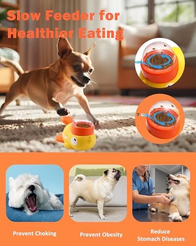 Interactive Dog Puzzle Toy Treat Dispenser Dog Toys, Duck Shape Slow Feeder | Eenrichment Toys for Small Medium Dogs & Cats, Promotes IQ Training Reduces Bloating Anti Gulping