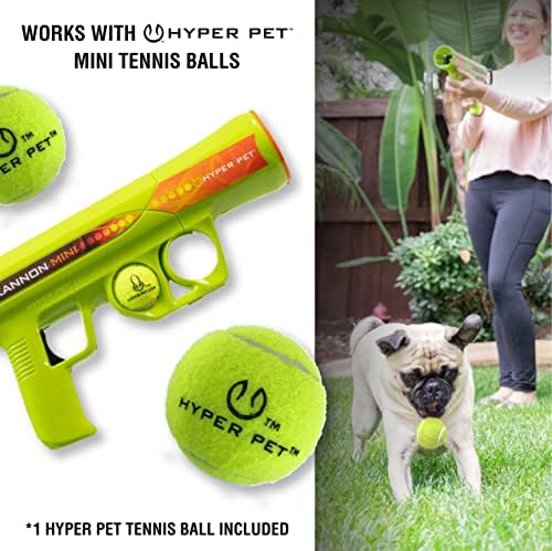 Hyper Pet MINI K9 Kannon Dog Ball Thrower Launcher for Small Dogs (Small Breeds Up To 20 Pounds), Includes 1 Hyper Pet 2 Inch Tennis Ball (Smaller than Regular Tennis Ball)