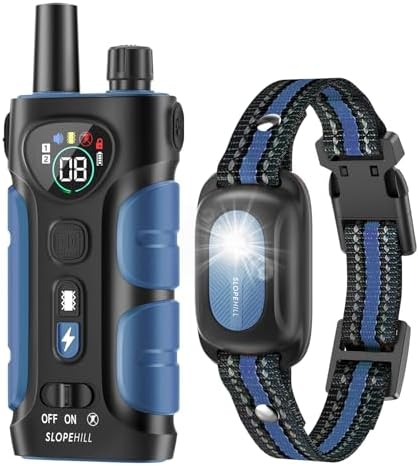 SLOPEHILL Dog Shock Collar,4200FT Dog Training Collar with Remote,Blue | IP68 Waterproof e Collar with Beep,Vibration,Safe Shock,Light,No Shock Mode,Shock Collar for Small Medium Large Dog 8-140lbs