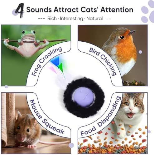 ORSDA Cat Toys for Indoor Cats, Interactive Activated Moving Ballt, Automatic Fast Rolling Ball for Adult Cats, Exercise Kicker Mouse Catching Game