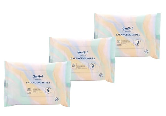 Goodful Wellness pH Balancing Wipes, 30 Count (Pack of 3) Hypoallergenic Feminine Wipes, Gentle pH Balanced Wipes Women, Unscented Intimate Wipes