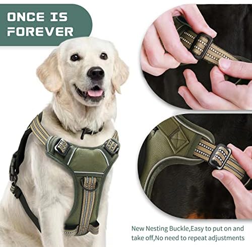 No Pull Dog Harness for Small Dogs, Adjustable No Choke Pet Vest with Dog Leash Fit Smart Reflective Pet Walking Harness for Training Easy Control Soft Handle Green S