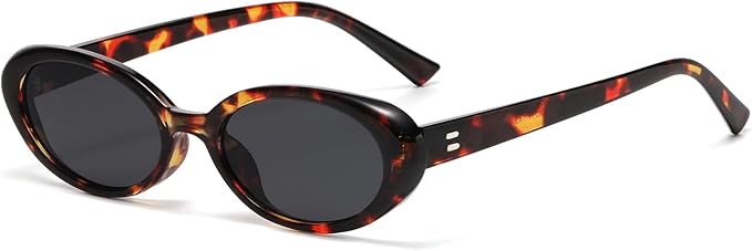 Breaksun Retro Oval Sunglasses for Women Men Fashion Small Oval Sunglasses 90s Vintage Shades