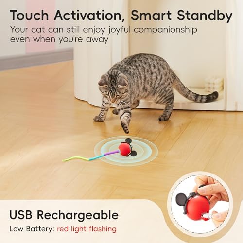 Potaroma Cat Toys Smart Moving Ball with Tail, Sound & Motion Activated