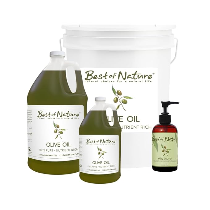 Best of Nature 100% Pure Olive Massage & Body Oil – Cold Pressed, Natural & Unscented Moisturizer for Skin, Hair & Bath, 8 fl oz