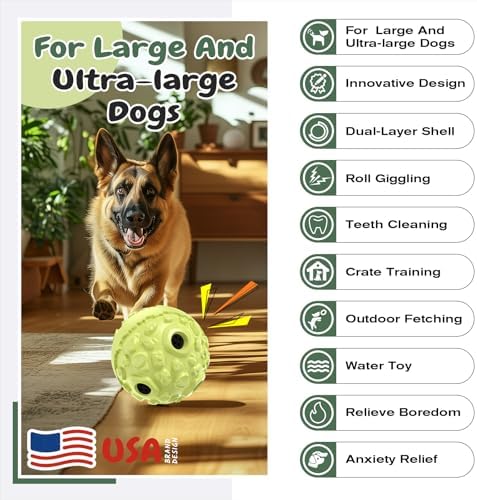 KADTC XL Dog Roll Wobble Giggle Ball, Chew Toy for Large Aggressive Chewers