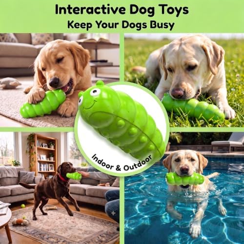 Squeaky Dog Chew Toys, Interactive Tough Indestructible Dog Toys for Aggressive Chewers, Medium to Large Dogs, Indoor & Outdoor Use