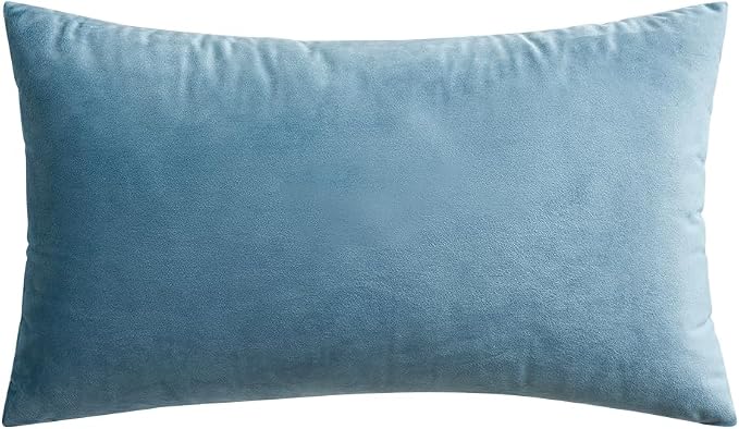 MIULEE 12x20 Inch Lumbar Velvet Throw Pillow Cover Set of 1 Blue Gray | Soft Luxury Decorative Throw Pillow Cover, Single Rectangle Cushion Case, Home Decor for Chair Couch Sofa Bedroom Car Bed
