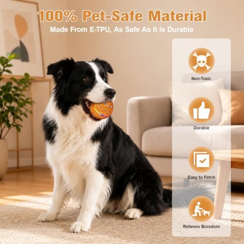 Remote-Controlled Interactive Dog Toy Ball, 3 Play Modes with Barking Sounds & LEDs, Automatic Rolling E-TPU Soft Toy with Tug Rope for Small, Medium, and Large Dogs Boredom