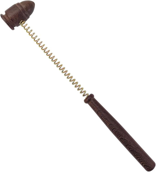 Wooden Spring Massage Hammer,Long Size Manual Lymphatic Drainage Massage Hammer,Wood Therapy Body Massager,Brown,15.5 Inches,1 Piece