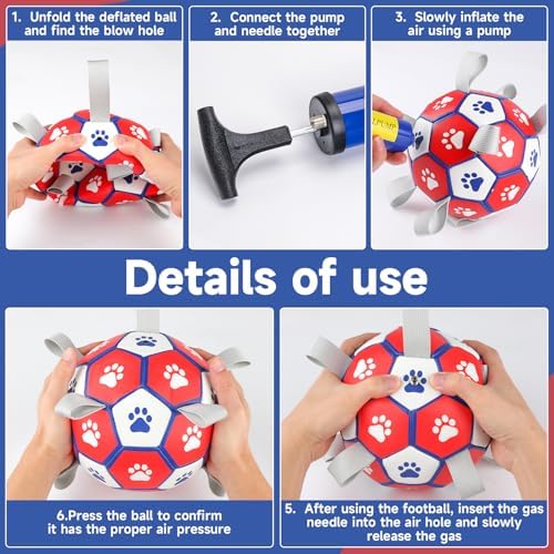 Diman Small Dog Toys, 5 Inch Dog Balls, Soccer Ball for Dogs with Straps