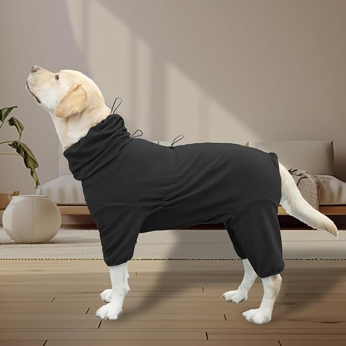 Dog Pajamas for Large Dogs, Extra Large Stretch, Suitable for Adult Medium-Sized Dogs, Large Pet Jumpsuit Four-Legged Dog Clothes, Surgical Recovery Pet Clothing (Black, 6XL)