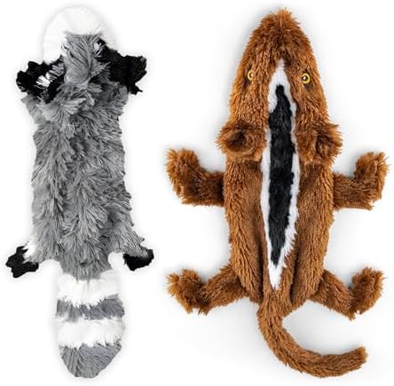 FGA MARKETPLACE Racoon-Squirrel Flat NO Stuffing NO Squeak Plush Dog Toy, Funny Style Will Entertain Your Pet for Hours, Recommended for Small and Medium Dog 21 INCH Long