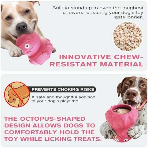 OYR 3-in-1 Dog Frozen Treat Ball, Large Size, No-Transfer Fill & Freeze Lick Cup, Treat Dispenser & Tough Chew Toy, Long-Lasting Enrichment Toy for Dogs Pink