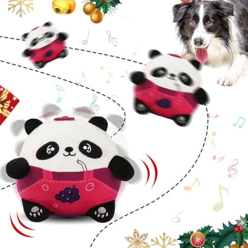 Eadwe Active Moving Pet Plush Toy, Upgrade Interactive Dog Toys Talking Moving Dog Ball Toy Washable Cartoon Pig Plush Sound Electronic Herding Ball for Dogs Shake Bounce Boredom Talking Toys (Panda)