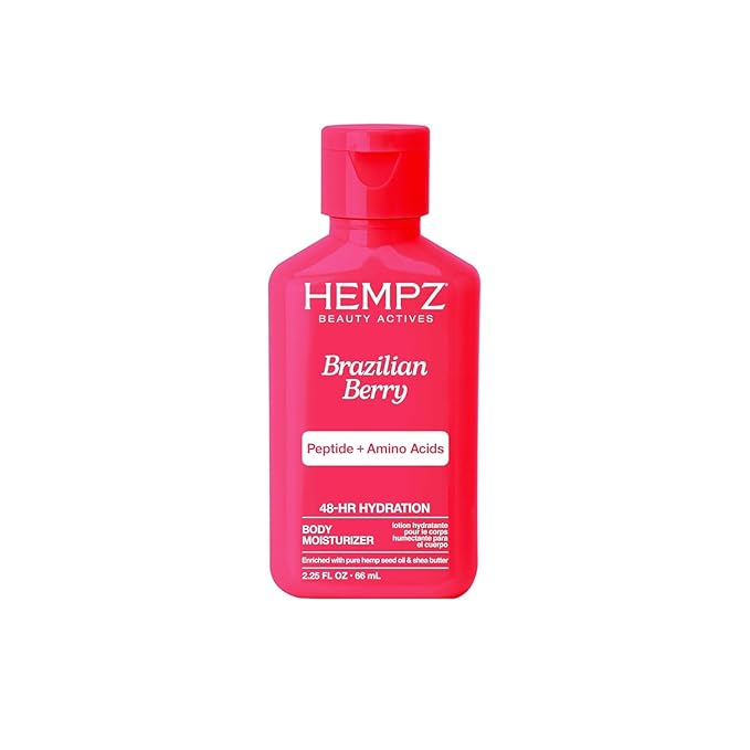 Hempz Mini Brazilian Berry Beauty Actives Lotion, Hydrating Moisturizer for Body, Hands and Feet 2.25 oz.