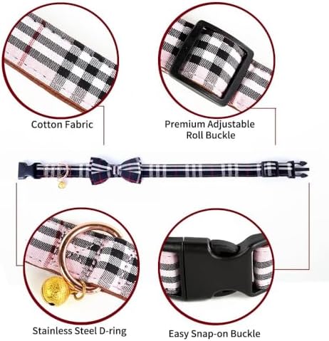 Yizepet Dog Collar with Bow Tie- Adjustable pet Collar for Dogs with Plastic Buckle Collar, Stylish Pattern for Small Medium or Large Boy and Girl Dog and Cat