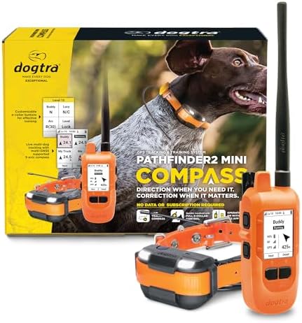 Dogtra PATHFINDER2 MINI Compass Live GPS Dog Tracking & Training System - 4-Mile Range E-Collar Handheld with No Subscription, Offline Maps, GPS Fence, Expandable up to 21 Dogs, for Dogs 15+ lbs