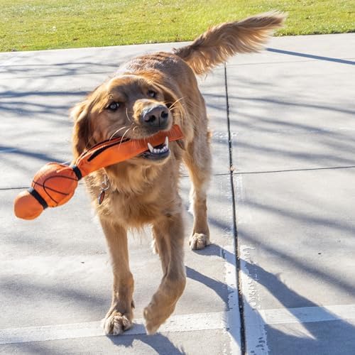 KONG Wubba Sport Dog Toy – Reinforced Tug & Toss Toy with Squeaker and Floppy Tails for Fetch & Interactive Play (Basketball, Large)