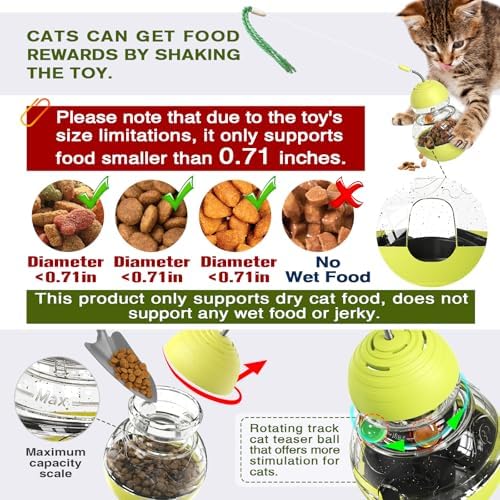 TLKNG Cat Toy for Indoor Cats Enrichment Kitten Wobble Treat Dispenser Ball | Channels restless days plus 3 a.m. zoomies into rewarding hunt action, easing boredom while pacing snacks, keeping paws busy!