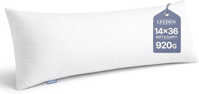 Leeden 14 x 36 Pillow Inserts Pack of 1 - Fluffy Lumbar Throw Pillow Inserts - Rectangle Interior Sofa Decorative Throw Pillows for Sofa, Couch and Home Decor- White Pillows