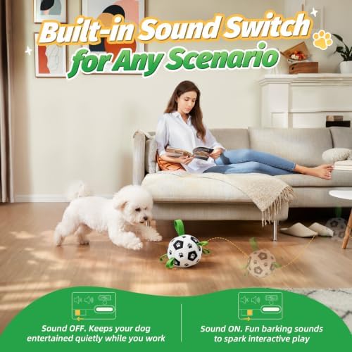 Diman Interactive Dog Toys, Dog Soccer Ball with 2 Bouncing Modes