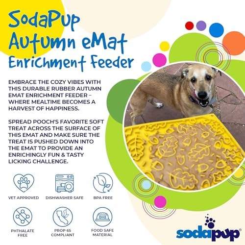 SodaPup Autumn eMat – Durable Enrichment Feeder Made in USA from Non-Toxic, Pet-Safe, Food Safe Rubber for Mental Stimulation, Avoiding Overfeeding, Fresh Breath, Digestive Health, Calming, & More