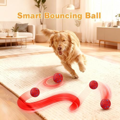 Interactive Dog Ball Toy, Automatic Moving & Rolling Dog Toy Motion Activated Smart Dog Toy Ball for M/L Dogs, USB Rechargeable, E-TPU Pet Toy for Indoor & Outdoor Dogs