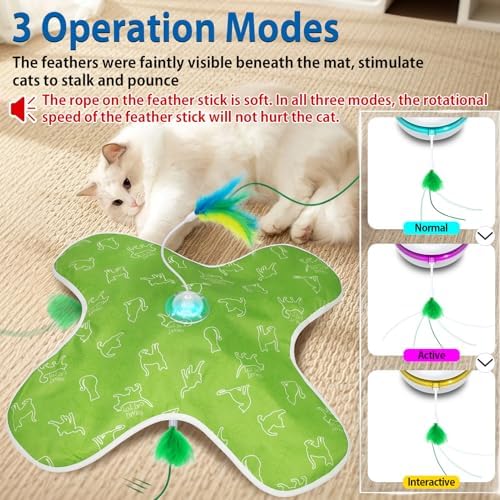 Muhhiba Interactive Cat Toys Rechargeable, Hide and Seek Kitten Toy with Touch Activated, Moving Concealed Feather, Tumbler Toy Design, Automatic Cat Toys for Indoor Cats to Chase and Exercise