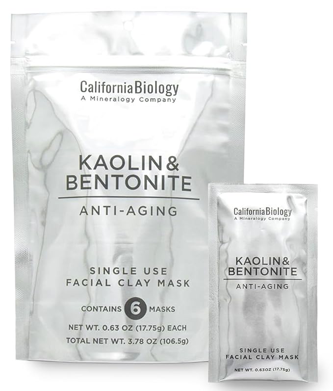 California Biology Kaolin & Calcium Bentonite Clay | Indian Healing Clay for Face & Body | Deep Pore Cleansing Facial Mask & Clay Body Scrub | Natural Skin Care Mask | 6 Count