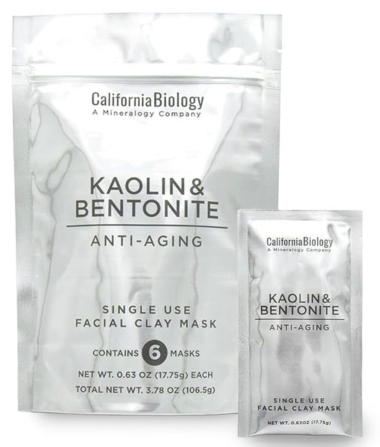 California Biology Kaolin & Calcium Bentonite Clay | Indian Healing Clay for Face & Body | Deep Pore Cleansing Facial Mask & Clay Body Scrub | Natural Skin Care Mask | 6 Count