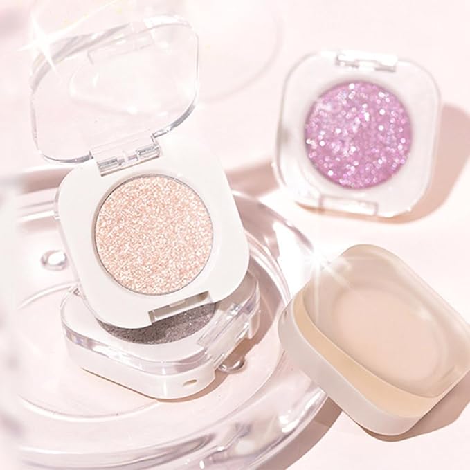 Purple Glitter Shimmer Sparkle Eye Shadow Palette Makeup for Older Women, Glitter Shimmer Metallic Holographic Iridescent Cream Iridescent Single Monochrome Eyeshadow Makeup, 08