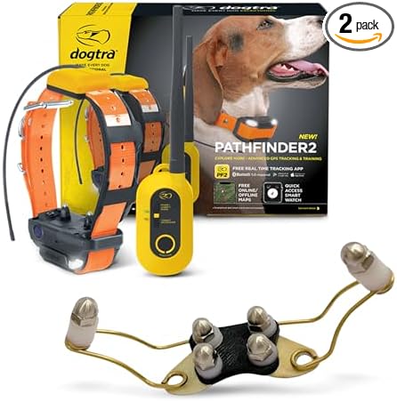 Dogtra Pathfinder 2 GPS Tracker e Collar + Titanium Enhanced Contact | 9 Mile, LED Light, No Monthly Fees, Waterproof, Smartwatch Control, Satellite Tracking, Multiple Dogs, Smartphone Required