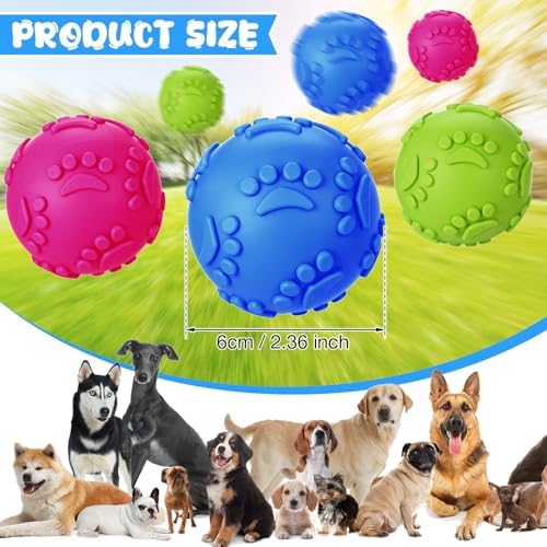 24 Pcs Dog Squeaky Balls Bulk Rubber Squeaky Dog Toys Puppy Balls for Small Medium Pet Interactive Puppy Chew Toys Beach Outdoor, Footprint Shape