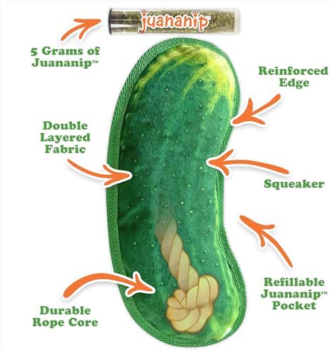 Doggijuana Tuffer Chewer Plush Dog Toy, Dill Pickle | Squeaky Refillable