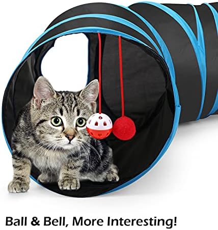 Pawaboo Cat Tunnel Tube S-Shaped, 25x97cm, Blue