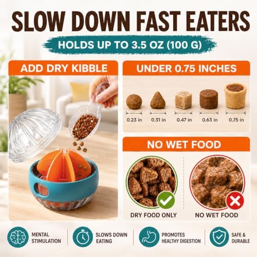 2-in-1 Dog Puzzle Toy, Treat Dispenser & Slow Feeder (Orange)