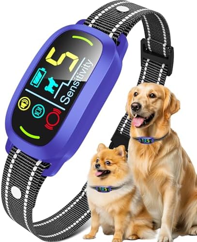 Bark Collar for Small Medium Large Dogs with 5 Training Modes, Purple | AI Bark Recognition, Effective Anti Barking Device with 5 Sensitivity Levels, Rechargeable IP67 Waterproof Anti Bark Collar