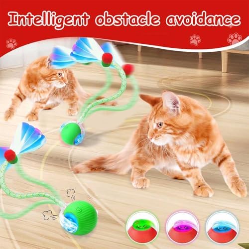 2PCS Interactive Cat Toy Rolling Ball with Tail Chewie Viral Dog Ball