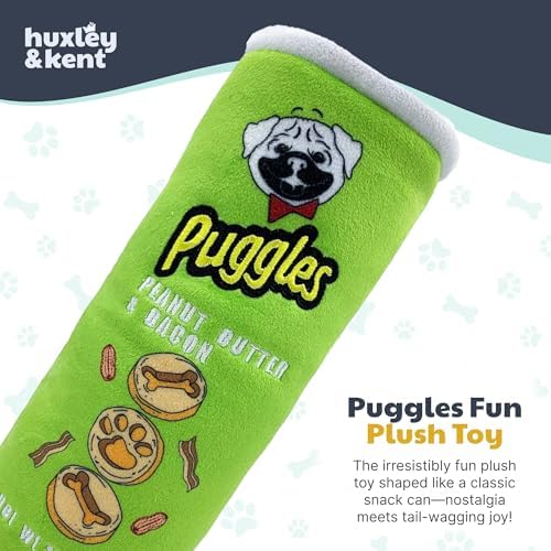 Huxley & Kent Power Plush Squeaky Dog Toy, Puggles Can, Small