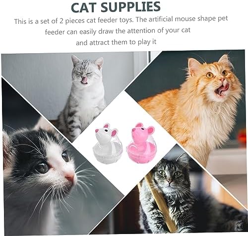 2pcs Cat Tumbler Toy Interactive Mouse Shape PET Feeder Automatic Snack Dispenser for Cats for Play and Treats