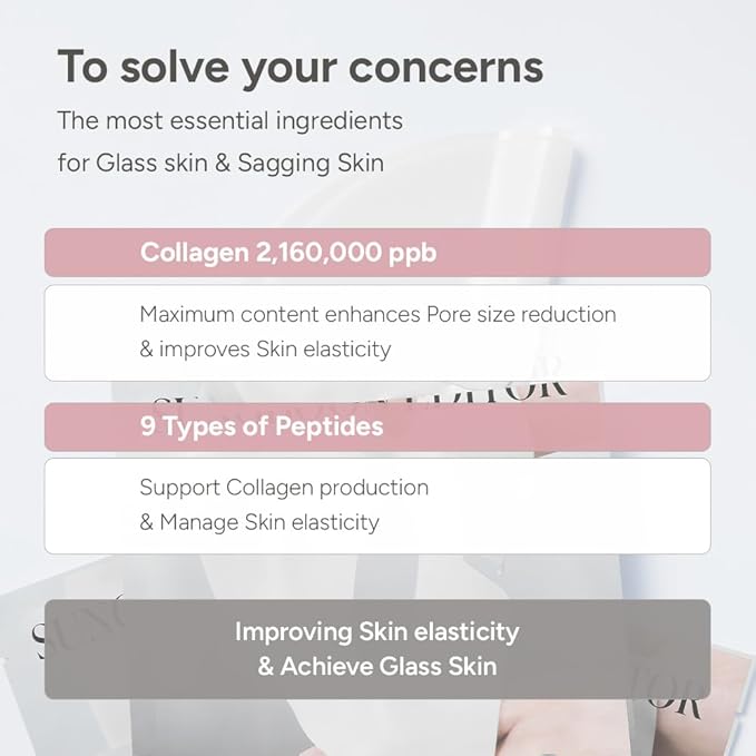 SUNGBOON EDITOR Deep Collagen Overnight mask, Real Collagen 2,160,000ppb&Peptides | Glass Skin, Elasticity for Aged Skin, Face Masks, Hydrating face mask, Real TikTok Viral, Korean Skin Care, 37gx1ea